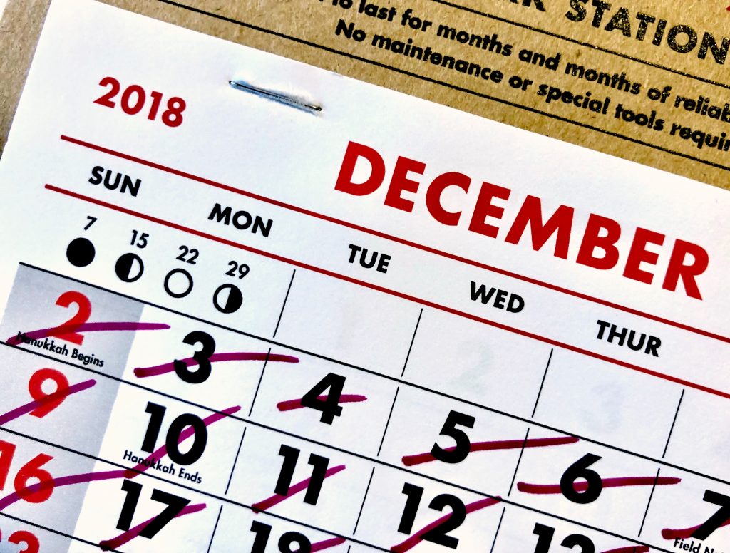 crossing off the days on the calendar